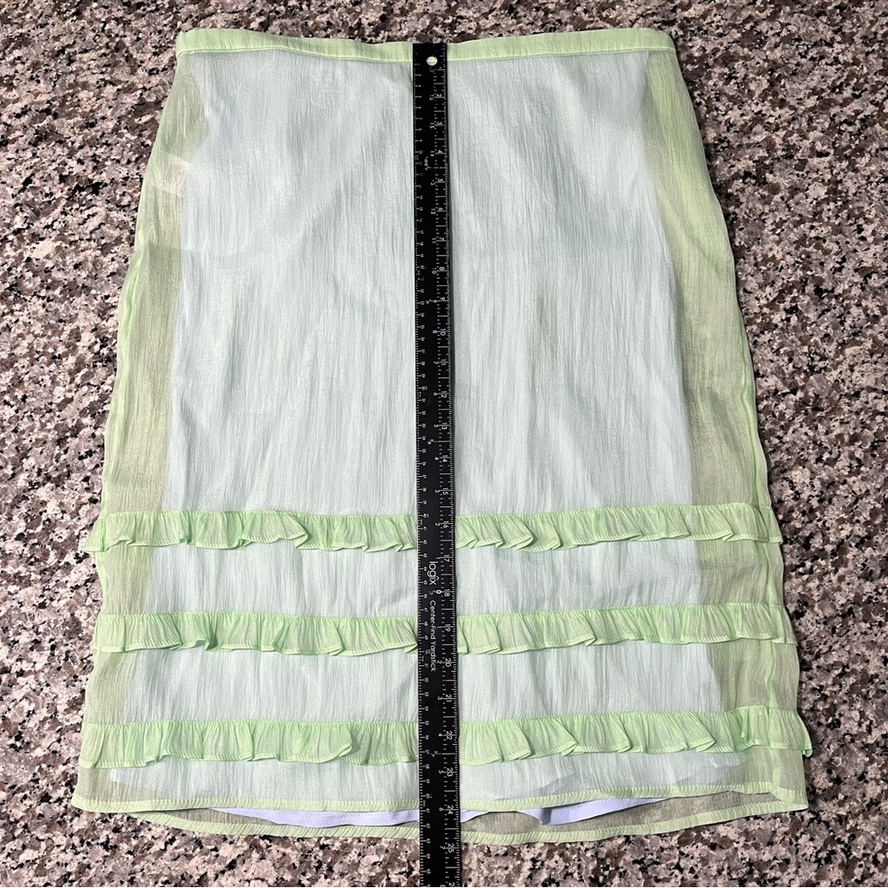 J Crew Skirt 8 Sheer Crinkled Ruffle-Trim Slip Green - Picture 11 of 12